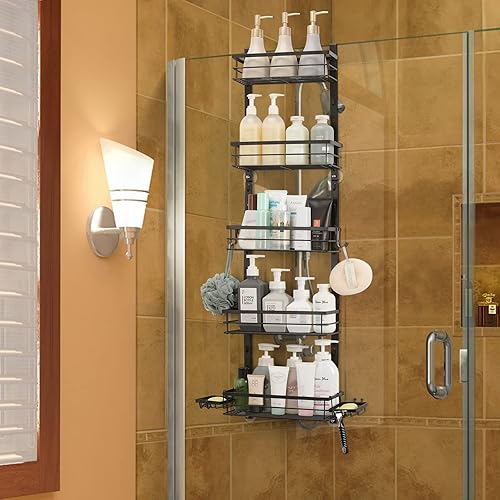 Organizador ajustable para colgar sobre la puerta, estante organizador colgante a prueba de óxido con gancho, soporte para champú, estante