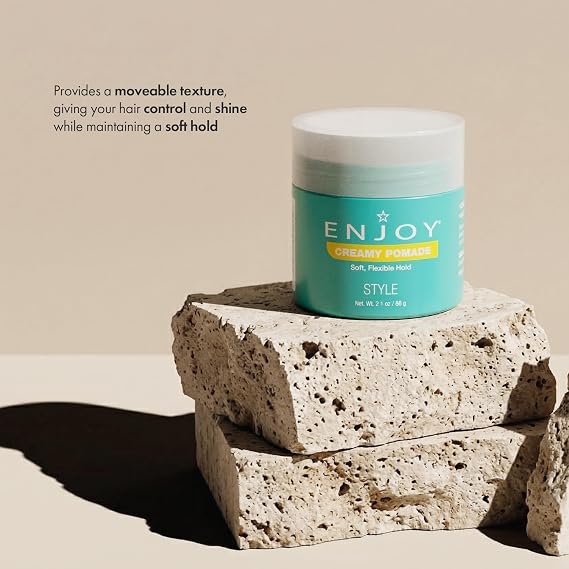 Enjoy Creamy Pomade, Non-Greasy Flexible Control and Natural Shine, Moveable Texture with Soft Hold for Versatile Hair Styling, 2.1 Oz