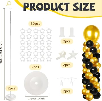 Balloon Column Stand Kit Set of 2, 2m Adjustable Balloon Stand Set