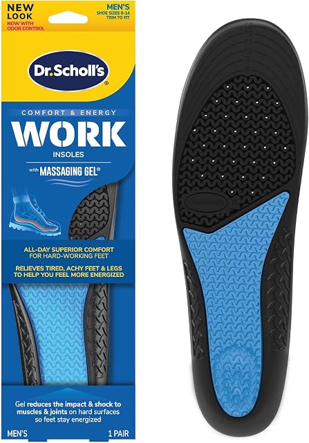 Dr. Scholl's 11017570110 Comfort and Energy Work Insoles for Men, 1 Pair, Size 8-14