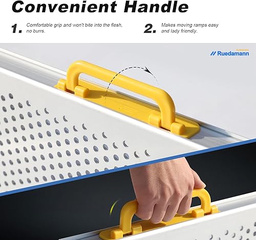 Miniatura 13 de Ruedamann Rampa portátil para silla de ruedas de 10 pies, capacidad de 600 libras por par, rampas de aluminio ajustables para sillas de ruedas