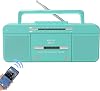 WTB-795 Retro Cassette Player with USB/Bluetooth/AM/FM Radio Stereo Built-in Microphone Recorder Cassette to MP3 Converter Large Speaker Headphone Jack Portable (Green)