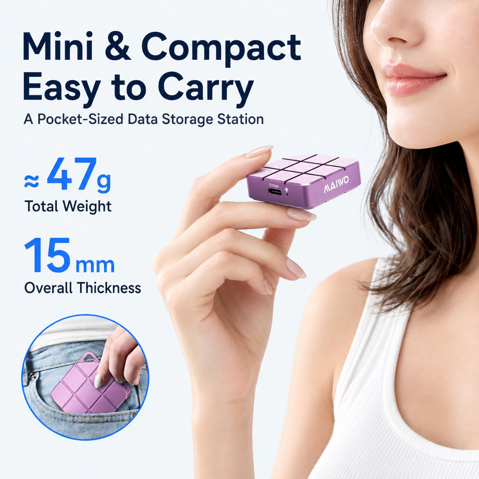 TICFOX Disque Dur Externe Portable SSD Interne 1 to (Violet)