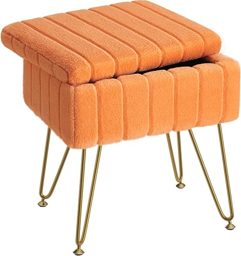 Miniatura 9 de Greenstell Taburete de tocador de piel sintética con almacenamiento, 15.7 pulgadas de largo x 11.8 pulgadas de ancho x 19.4 pulgadas de alto,