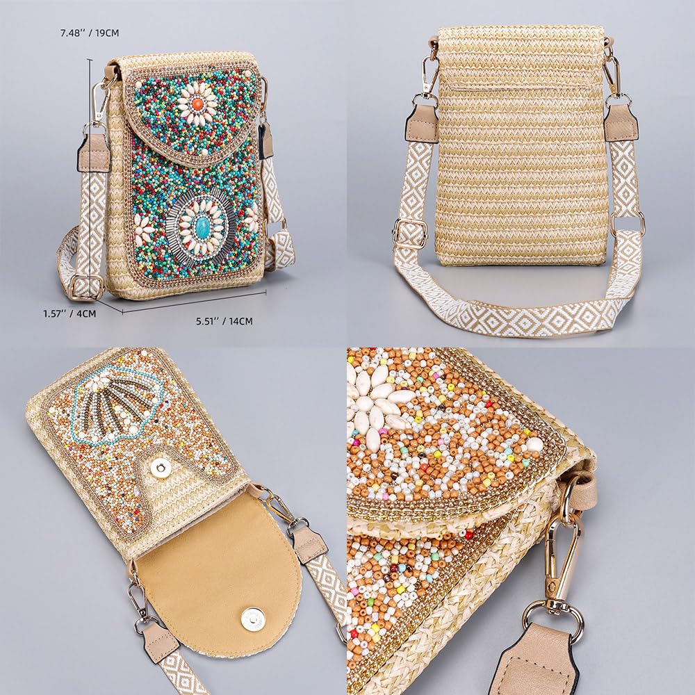 Bolsa de paja de 15 x 4 x 19 cm, exquisita y elegante, gruesa y estable, bolso de hombro tejido natural elegante para viajes, playa, vacaciones, citas, fiestas, tiempo libre, desplazamientos o como