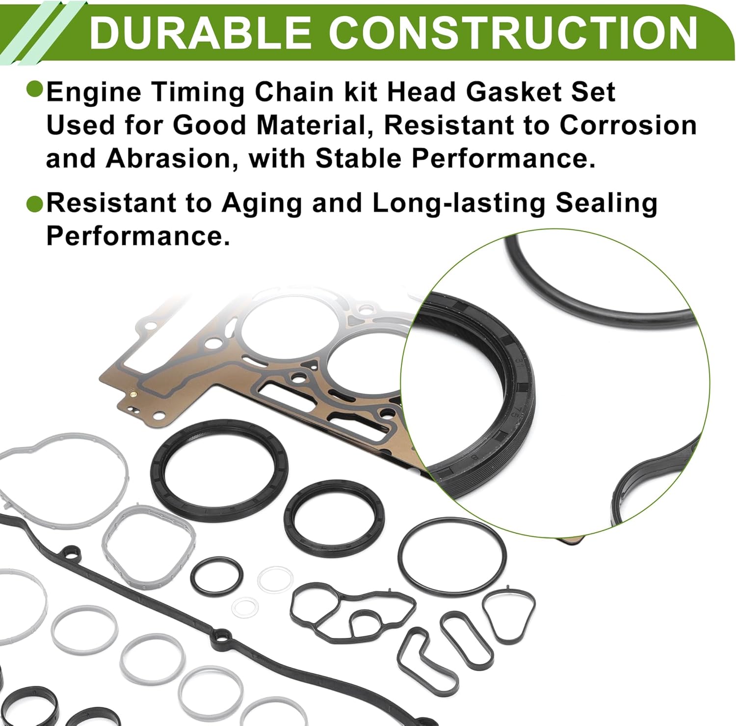 No.11127586908/11127582400 Engine Timing Cover Gasket Set for Mini Cooper 1.6L 2007-2015 Head Gasket Intake Exhaust Manifold Gasket Kit 1 Set