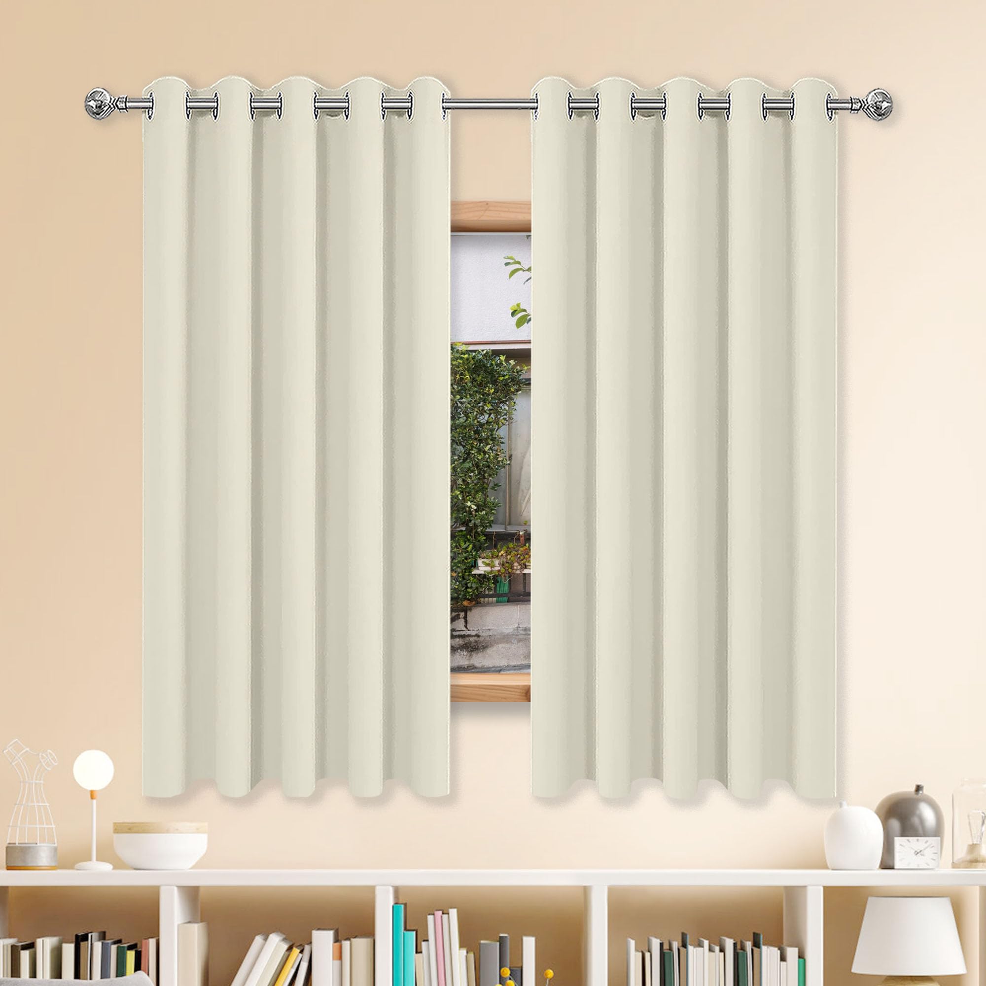 Rideaux occultants opaques anti chaleur rideau thermique 280 x 300 cm isolant phonique beige