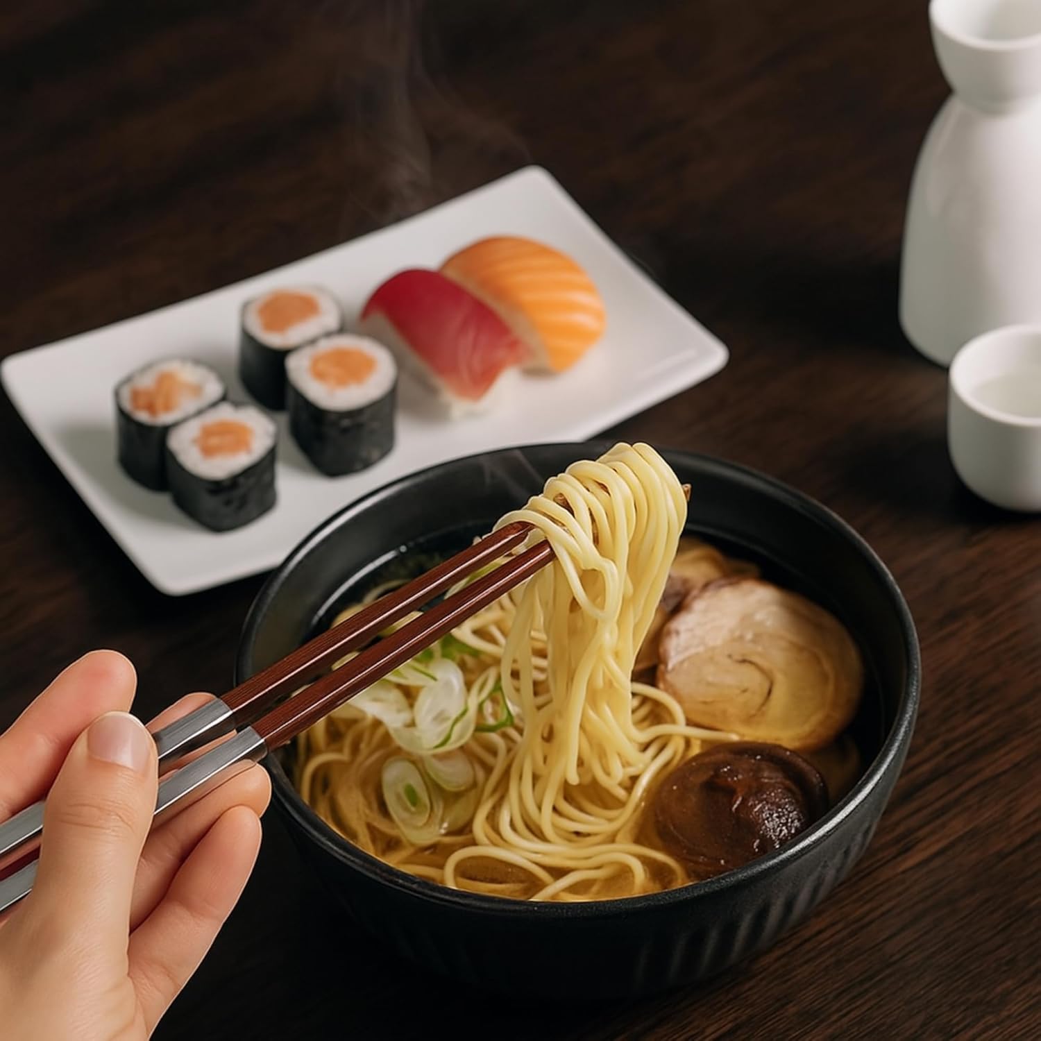 Bey-Berk Personalized Simon Chopstick Set with Rests (Set of 2), 9 Inch Bamboo Chopsticks with Engravable Silver Plated Handles and Matching Rests