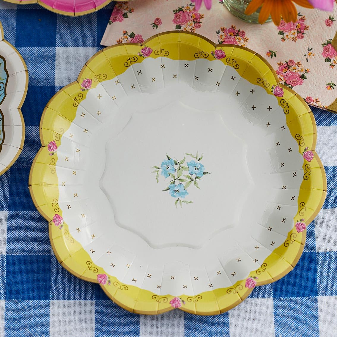 Talking Tables Vintage kwiatowe popołudniowe talerze na przyjęcie herbaciane naprawdę przepyszna jednorazowa zastawa stołowa na urodziny, przyjęcie w ogrodzie, baby shower, różowy, TS3 PLATE24, 17