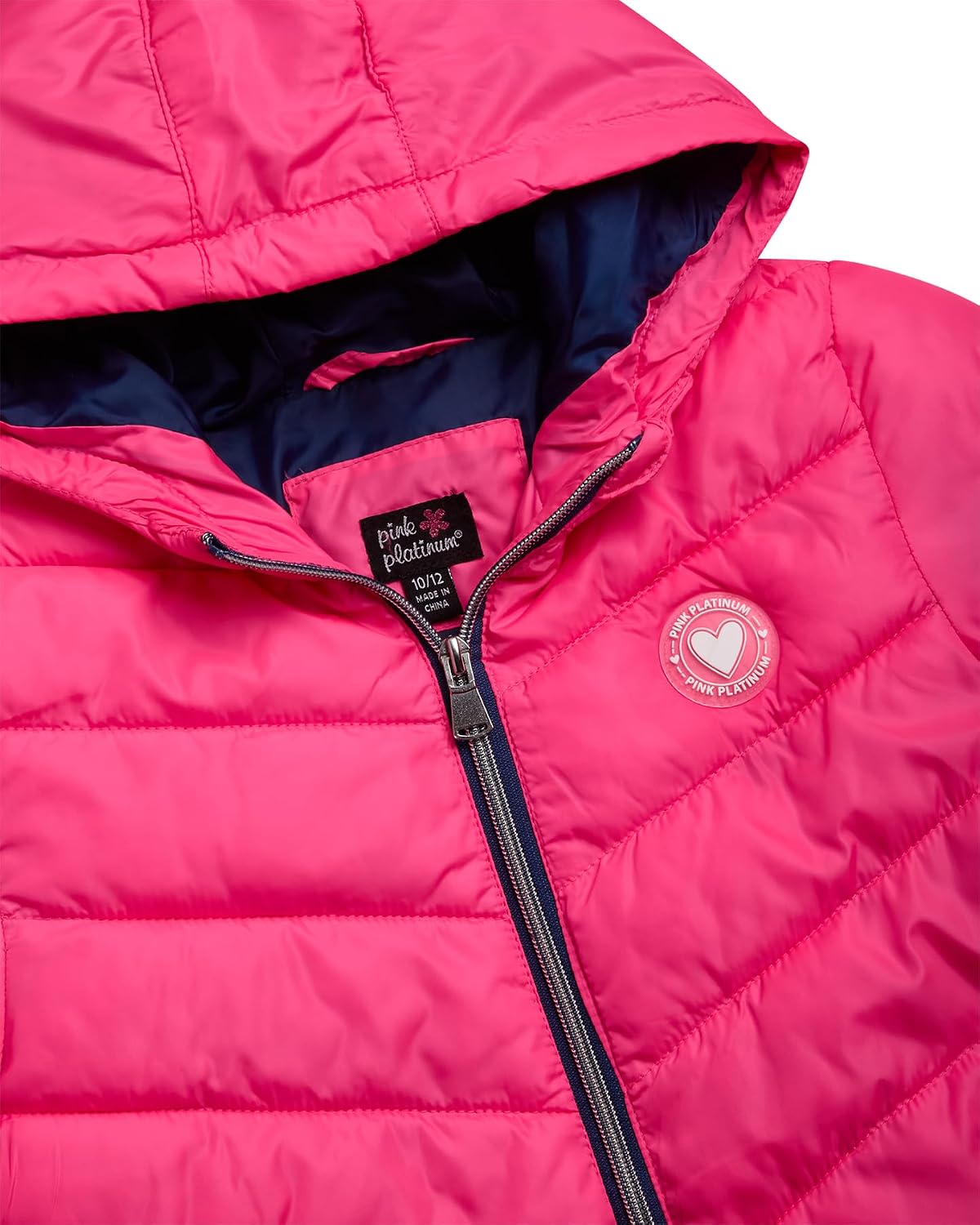 Pink Platinum Girls Puffer Jacket - Full Zip Up Quilted Jacket Hooded Winter Coat - Warm Snow Jackets for Girls