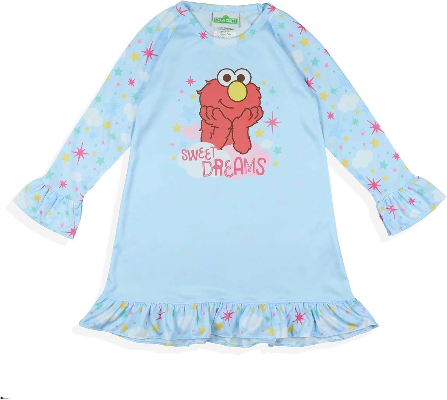 セサミストリート 幼児 ガールズ エルモ パジャマ スウィート ドリーム 長袖 ラグラン フリル ナイトガウン
