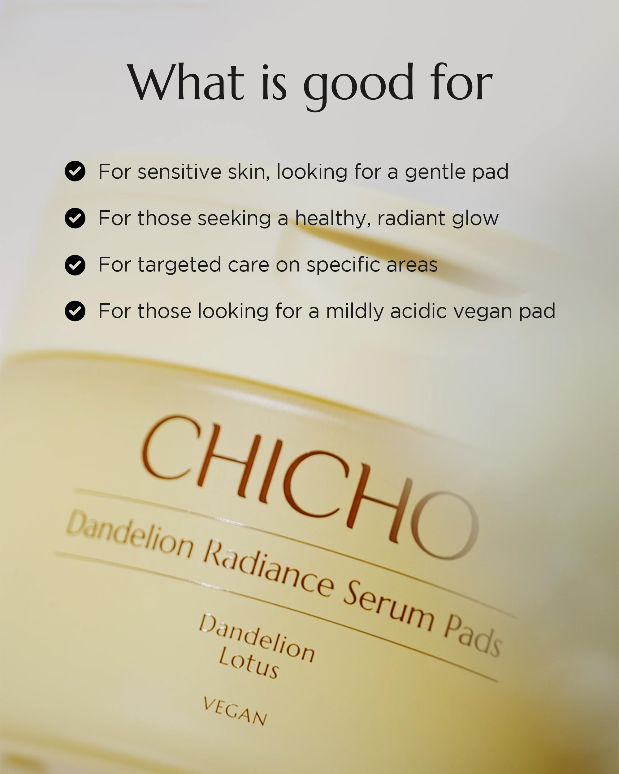 CHICHO Dandelion Radiance Serum Pads (90 Pads) - Jumbo 8cm Quick Mask Toner Pads - 80,2% Löwenzahn Biom + Lotus, Vegan pH 5.2, Empfindliche Haut