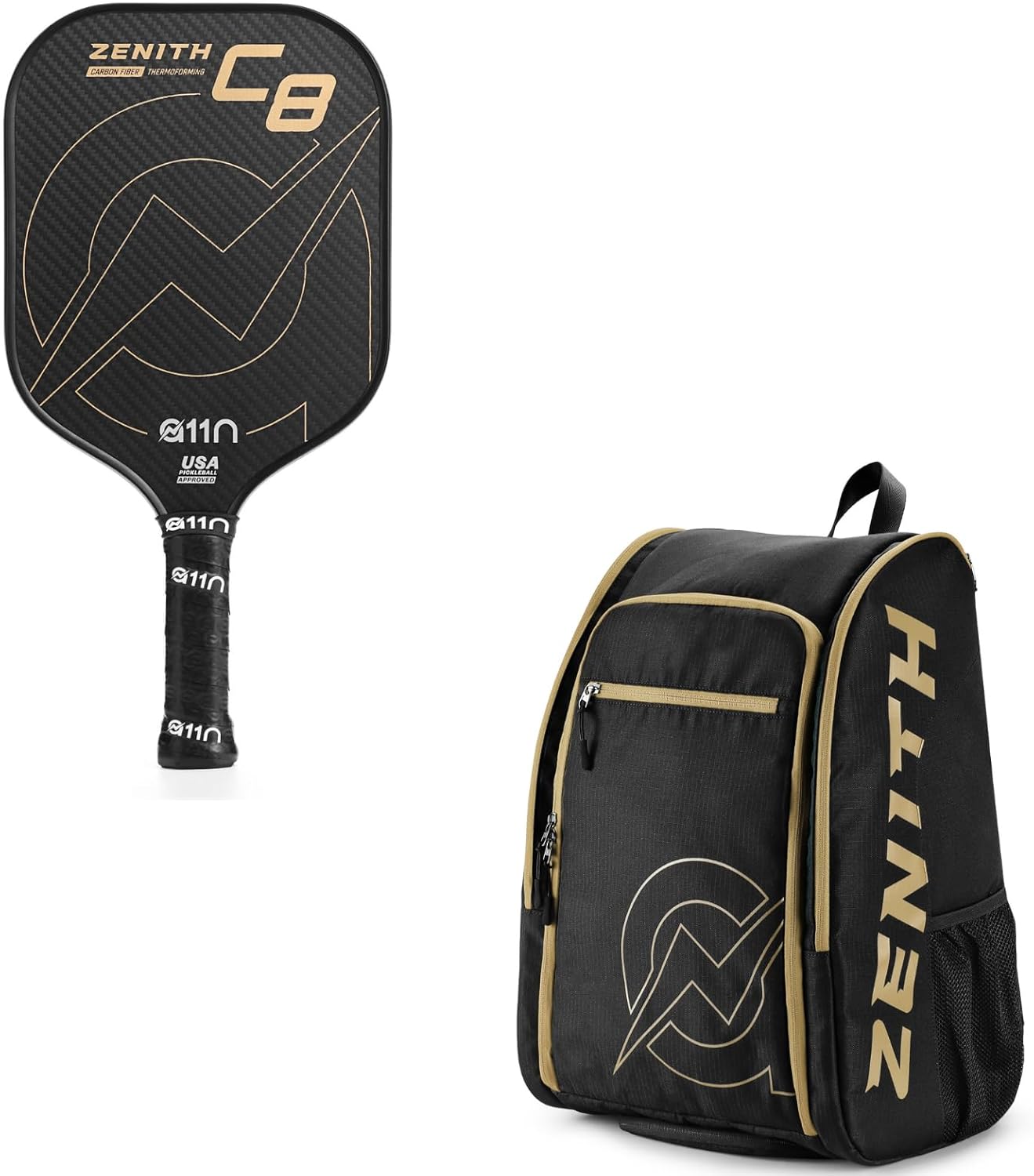 A11N Zenith C8-16mm Pickleball Paddle with Tournament Backpack Bundle