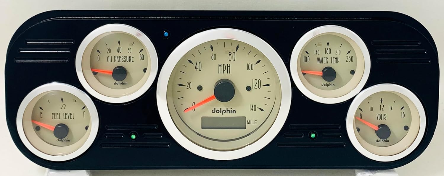 1937-1938 Chevy Car 5 Gauge Dash Panel - GPS - Powder Coated Billet Aluminum - Tan