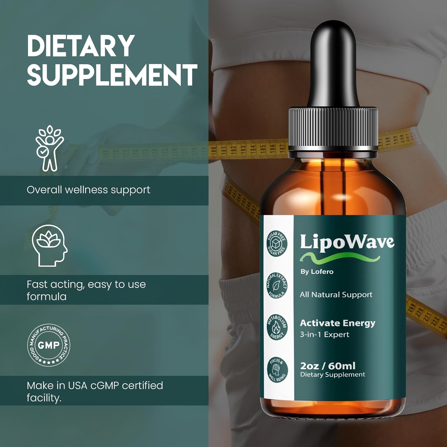Lipowave Drops, Lipo Wave Liquid Supplement Loss Support Formula with Advanced Maximum Strength, Premium Natural Ingredients Vitamins for Overall Health & Wellness, Steady Energy Gotas Reviews (2 oz)