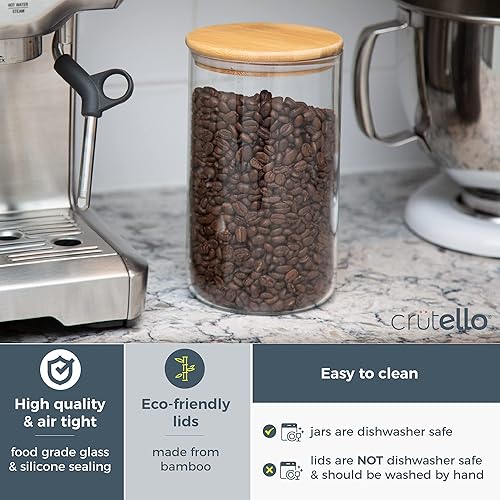 Miniatura 10 de Crutello Recipientes de vidrio para almacenamiento de alimentos con tapas de bambú, recipientes de cristalería de cocina, paquete de 4, uno de 54 y
