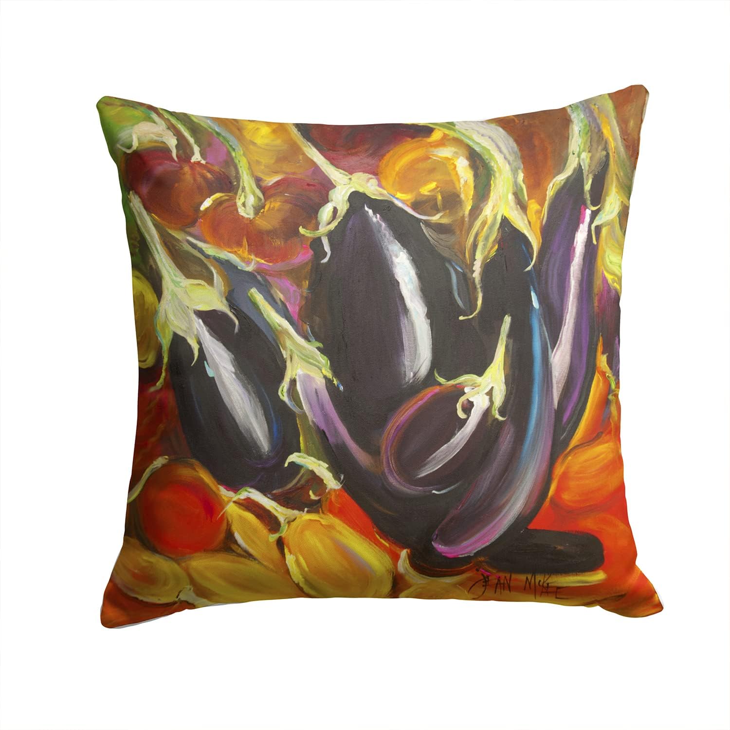 Caroline's Treasures JMK1260PW1414 Eggplant Fabric Decorative Pillow Machine Washable, Indoor Outdoor Decorative Pillow for Couch, Bed or Patio, 14Hx14W