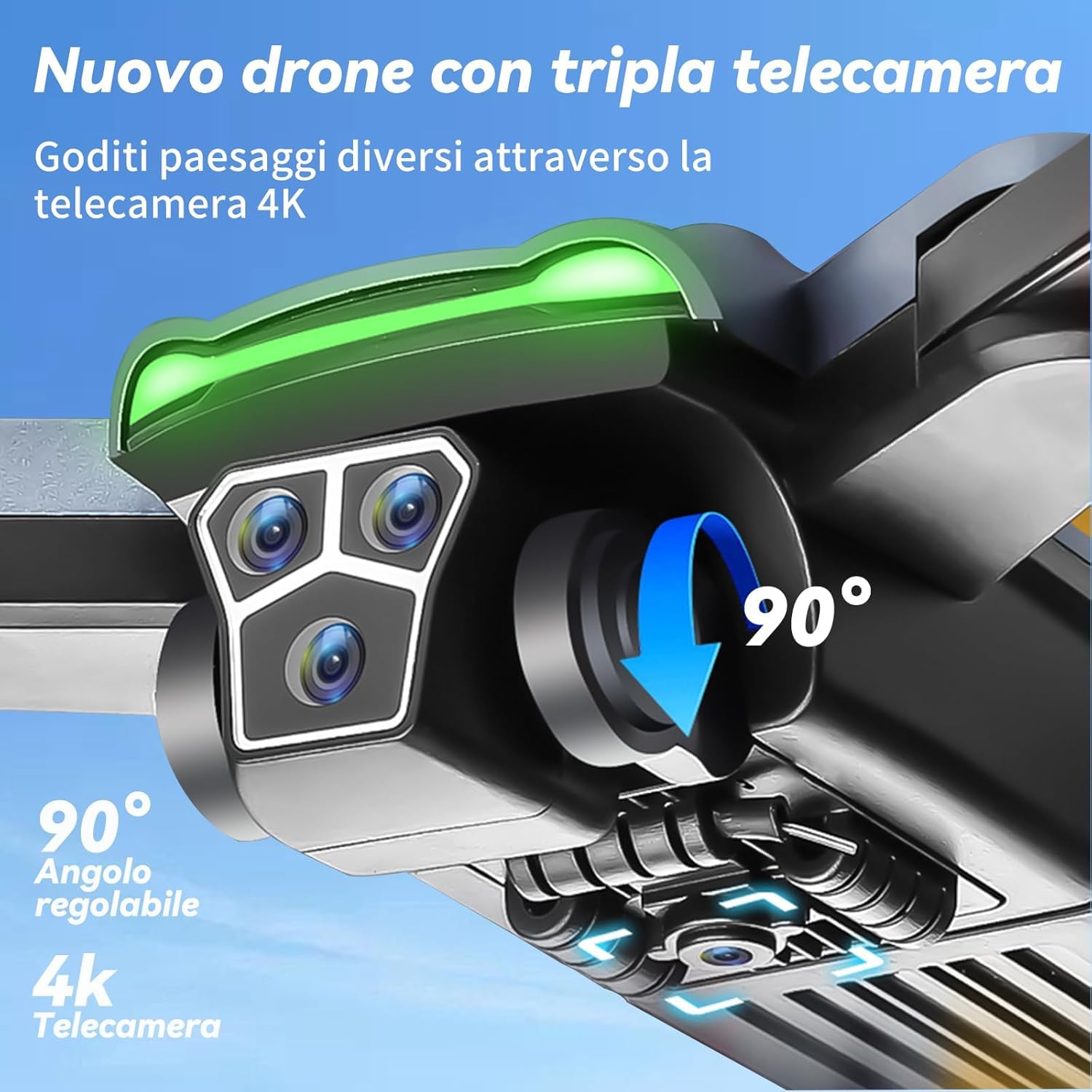 HYTOBP S166 Drone con Telecamera 4K Professionale per Adulti Principianti, Drone GPS con 3 Telecamere, Quadricottero RC con Motore Brushless, Trasmissione WiFi 5G, Ritorno Automatico(Medio)