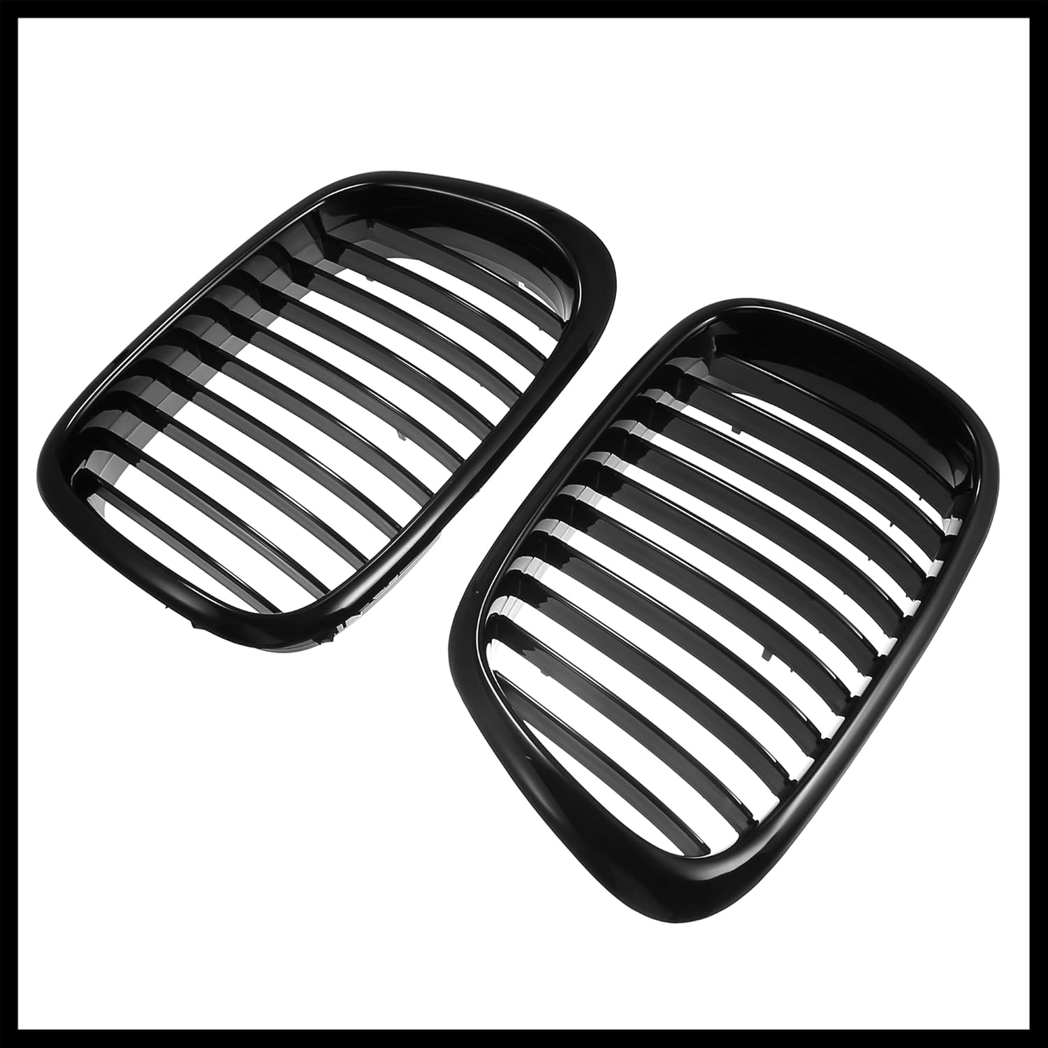 2pcs Glossy Black Front Kidney Grille Grill for BMW E39 1999-2003 5 Series 528i 540i 4-Door Durable Material