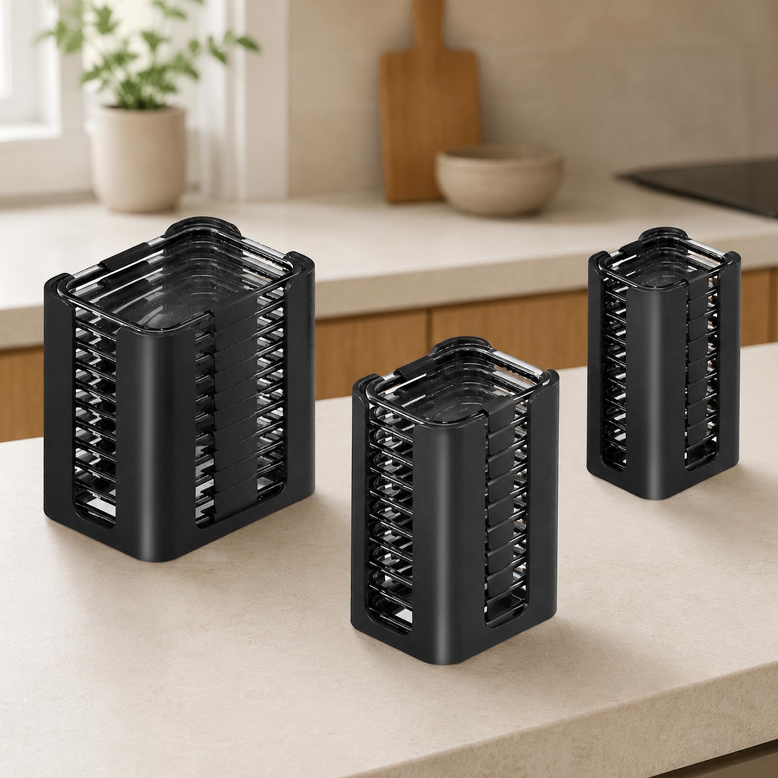 Morzhunis 3PCS Lid Organizer for Rubbermaid Brilliance Nap-on Lids, Food Container Lid Organizer for 4.7 Cup, 3.2 Cup, 1.3 Cup, 0.5 Cup Containers (Holds 30 Lids) Black