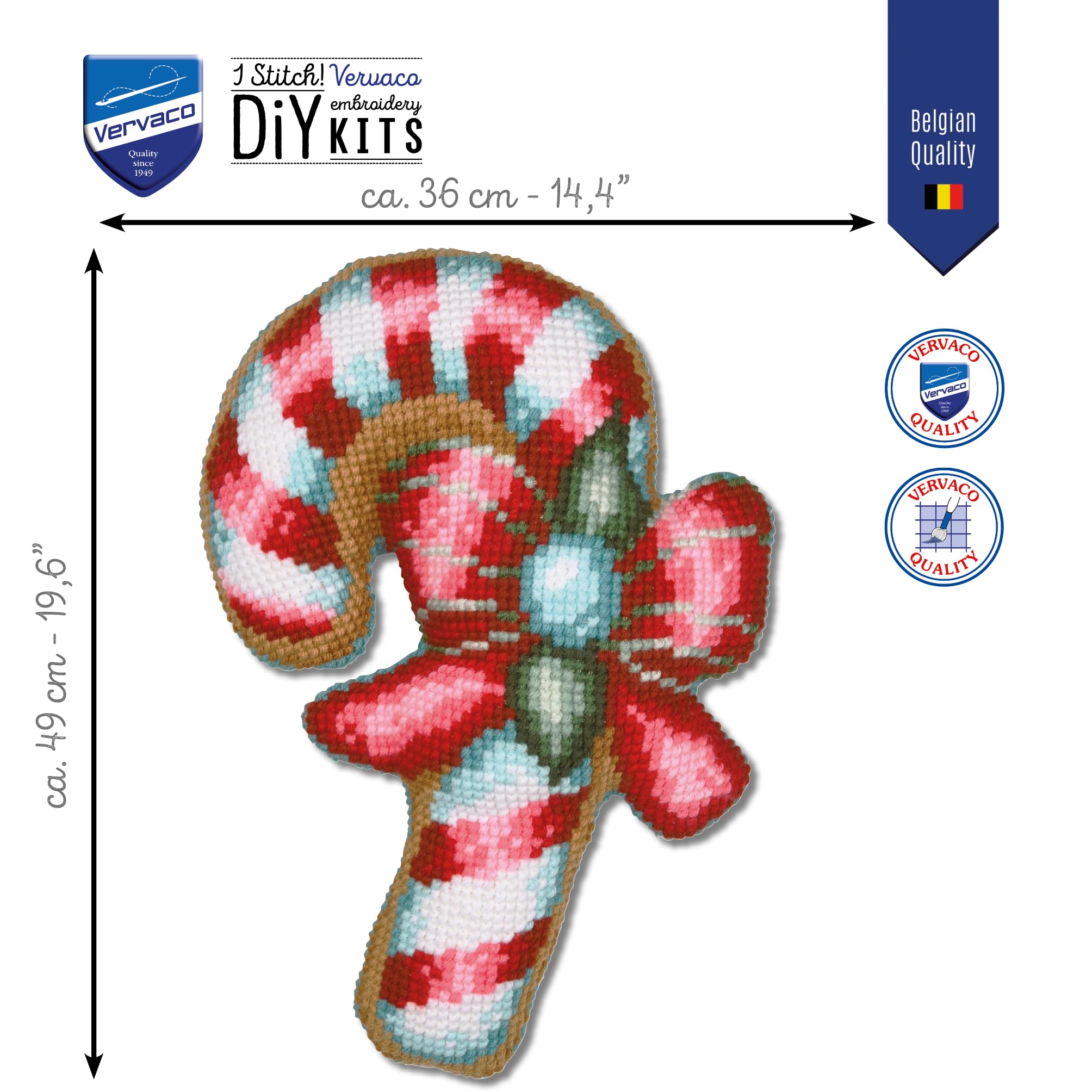 VERVACOZestaw do Haftu Krzyżykowego Poduszka z TyłemCUKIERKI Kanwa z Nadrukiem 36 x 49 cm Gruba Włóczka Akrylowa Zrób to Sam Dekoracja Domu DIY Cross Stitch Kit