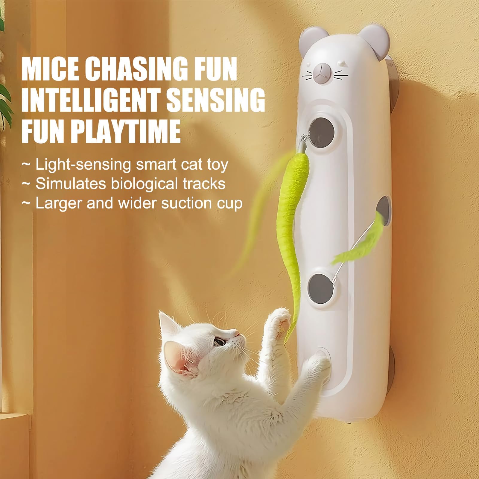 Juguetes para Gatos， Suministros automáticos de enriquecimiento Gatitos con Ventosa, for Sala Estar, Estudio, Pared, Puerta, Piso, liberación energía