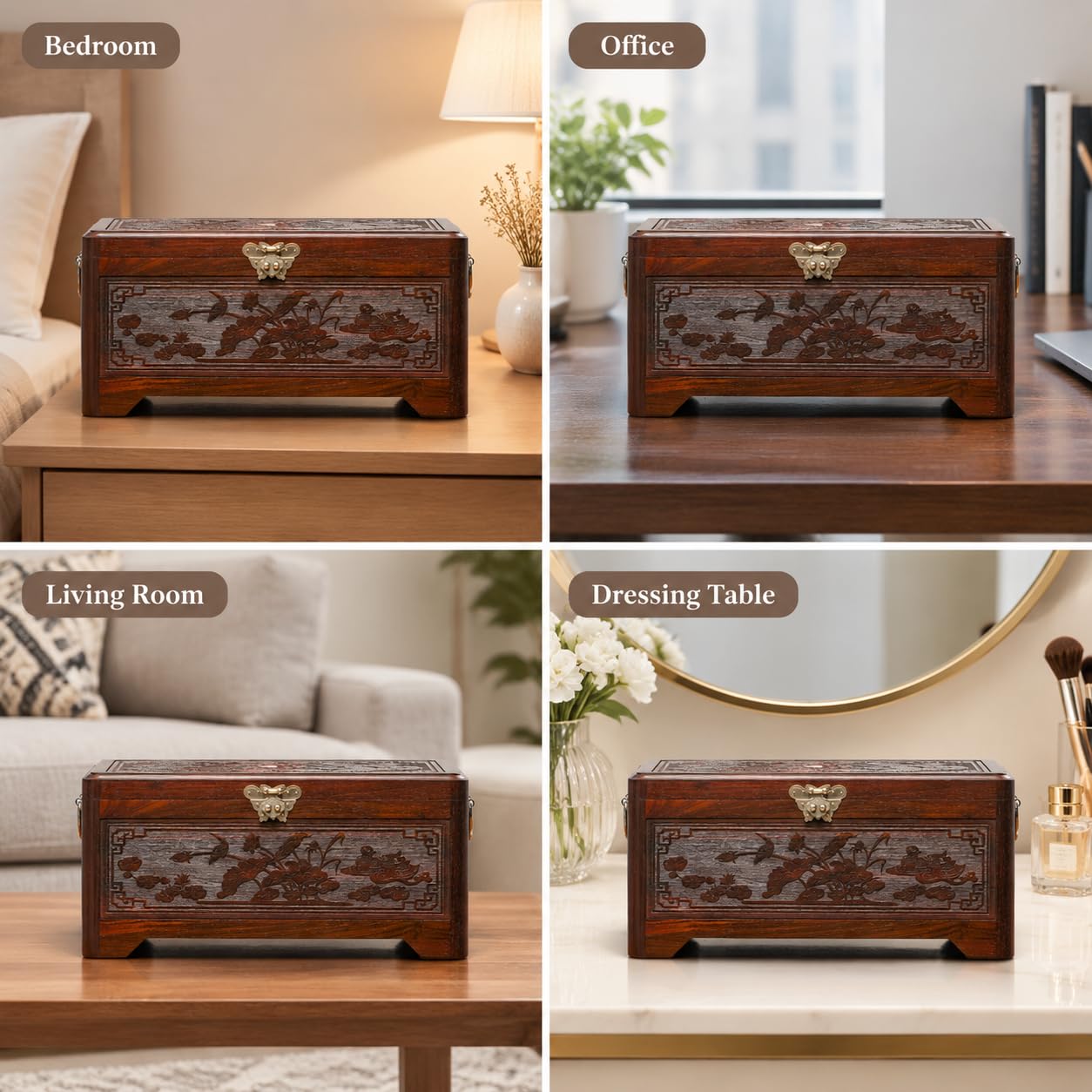 Wooden Jewelry Box Organizador para Anillos, Collares y Regalos