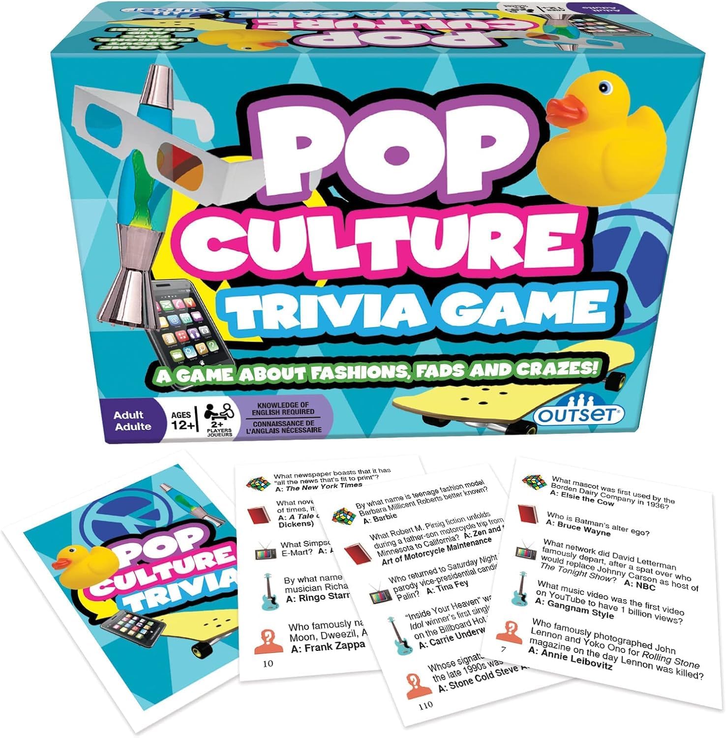 Outset Media Pop Culture Trivia Game - Party Game - Family Game - Travel Game - Fun and Easy to Play - 1200 Trivia Questions - For 2 or More Players - Ages 12+