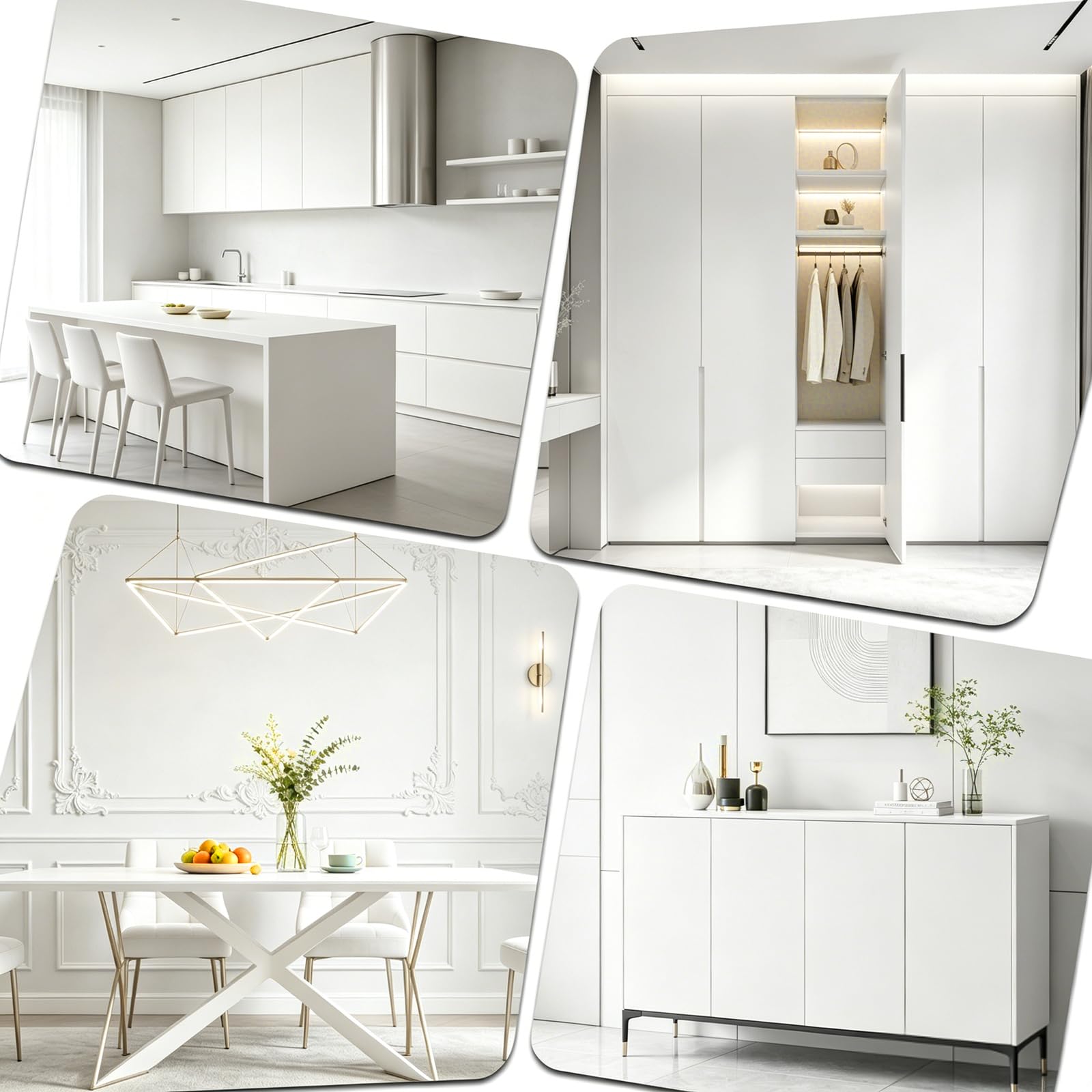Carta Adesiva per Mobili 1200×60 cm Pellicola Autoadesivo Bianco | Autoadesivo PVC Rivestimento, Impermeabile, Opaca, Vinile Carta, Decorativa, per Cucina, Armadio, Muro, Porta