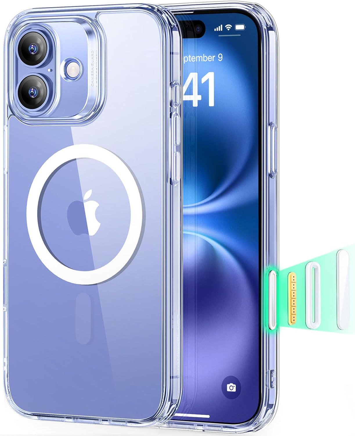 ESR for iPhone 16 Case, Camera Control, Compatible with MagSafe, Shockproof Military-Grade Protection, Magnetic Phone Case for iPhone 16, Classic Hybrid Case (HaloLock), Clear