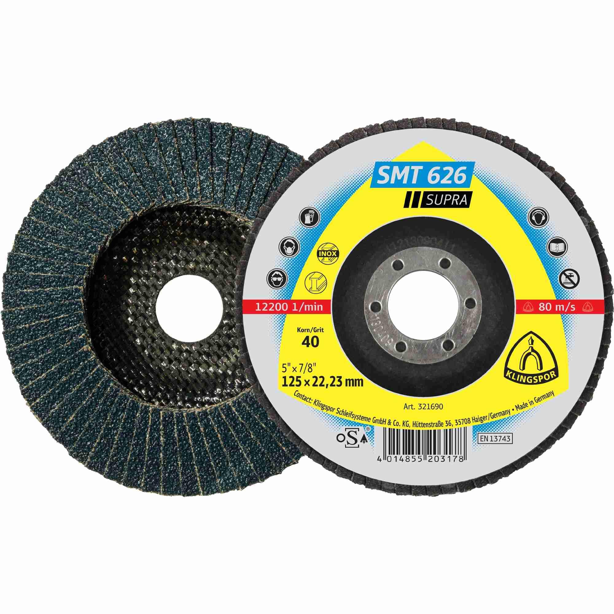 SMT 626 - Platos de lijado (10 unidades, 180 x 22,23 mm, grano 80) : 321699
