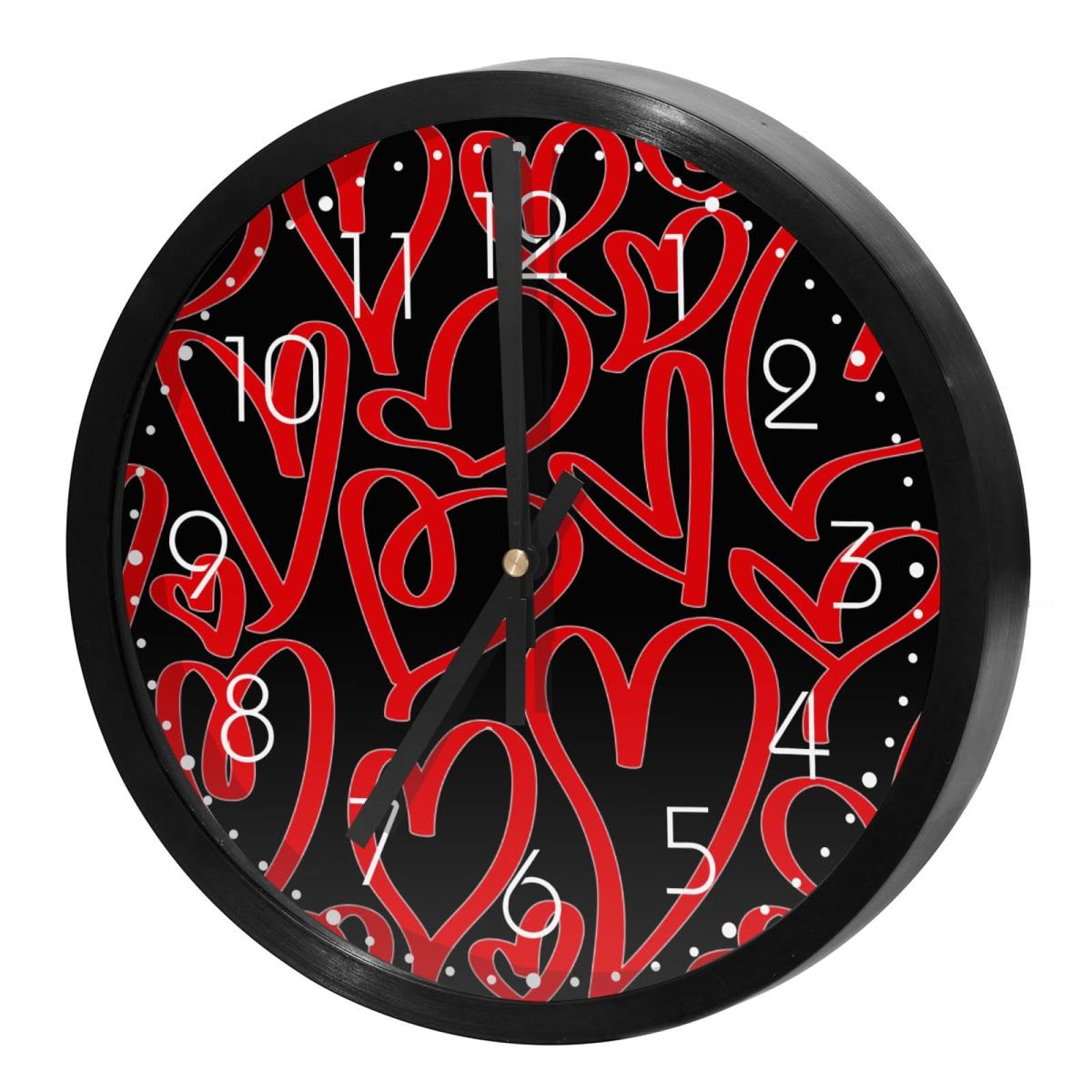 Horloge murale silencieuse sans tic-tac ronde à mouvement à quartz précis avec cœurs