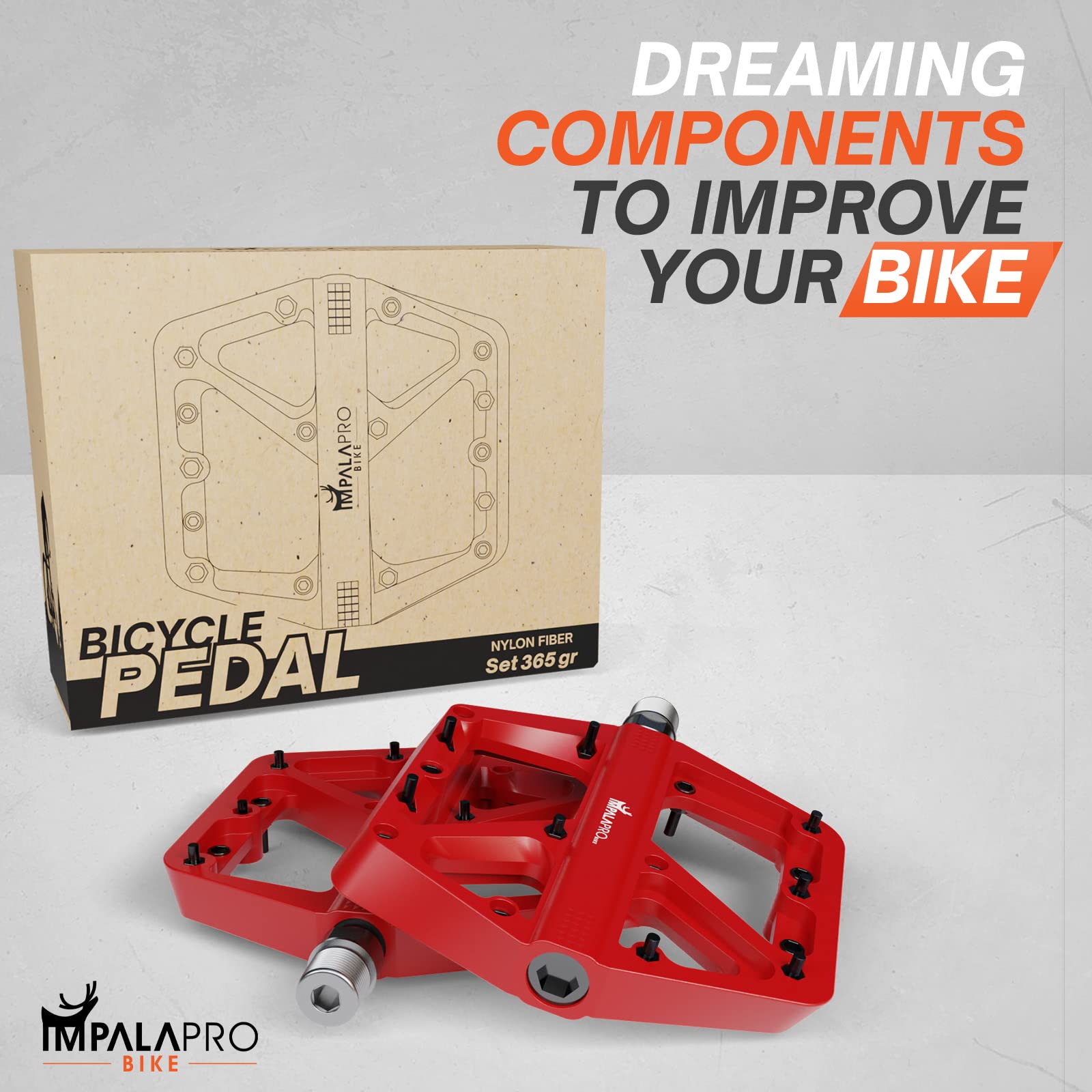 IMPALAPRO Bike – Pédales de vélo en Nylon antidérapantes à Large Plateforme – Pédales de vélo 9/16 Pouces avec roulements étanches et Anti-poussière – VTT – MTB – Vélo de Route – BMX