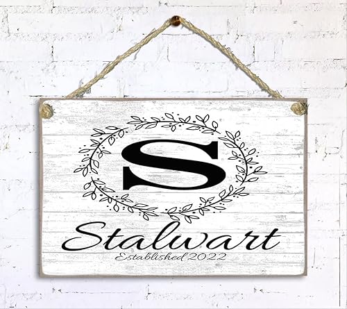 Miniatura 4 de Letrero de nombre de familia establecido con monograma, regalo personalizado para boda o inauguración de la casa