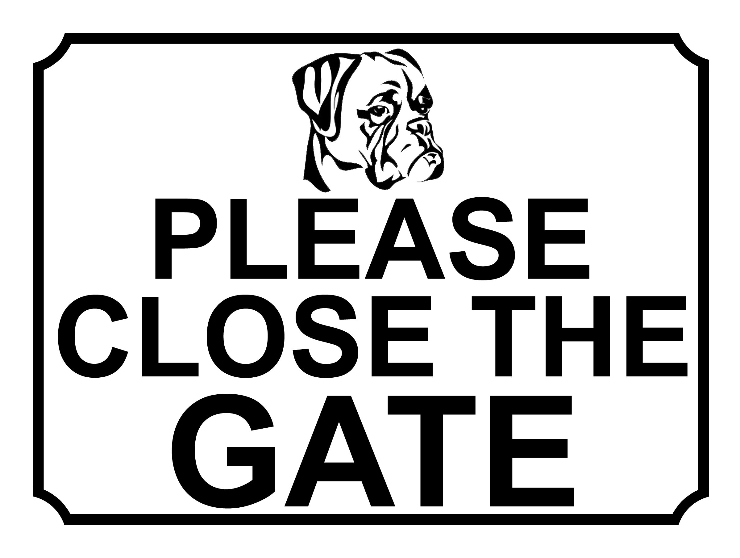 SHAWPRINT PLEASE CLOSE THE GATE DOG THEME METAL SIGN 267MM X 200MM (470H1L) LARGE 10" X 8"