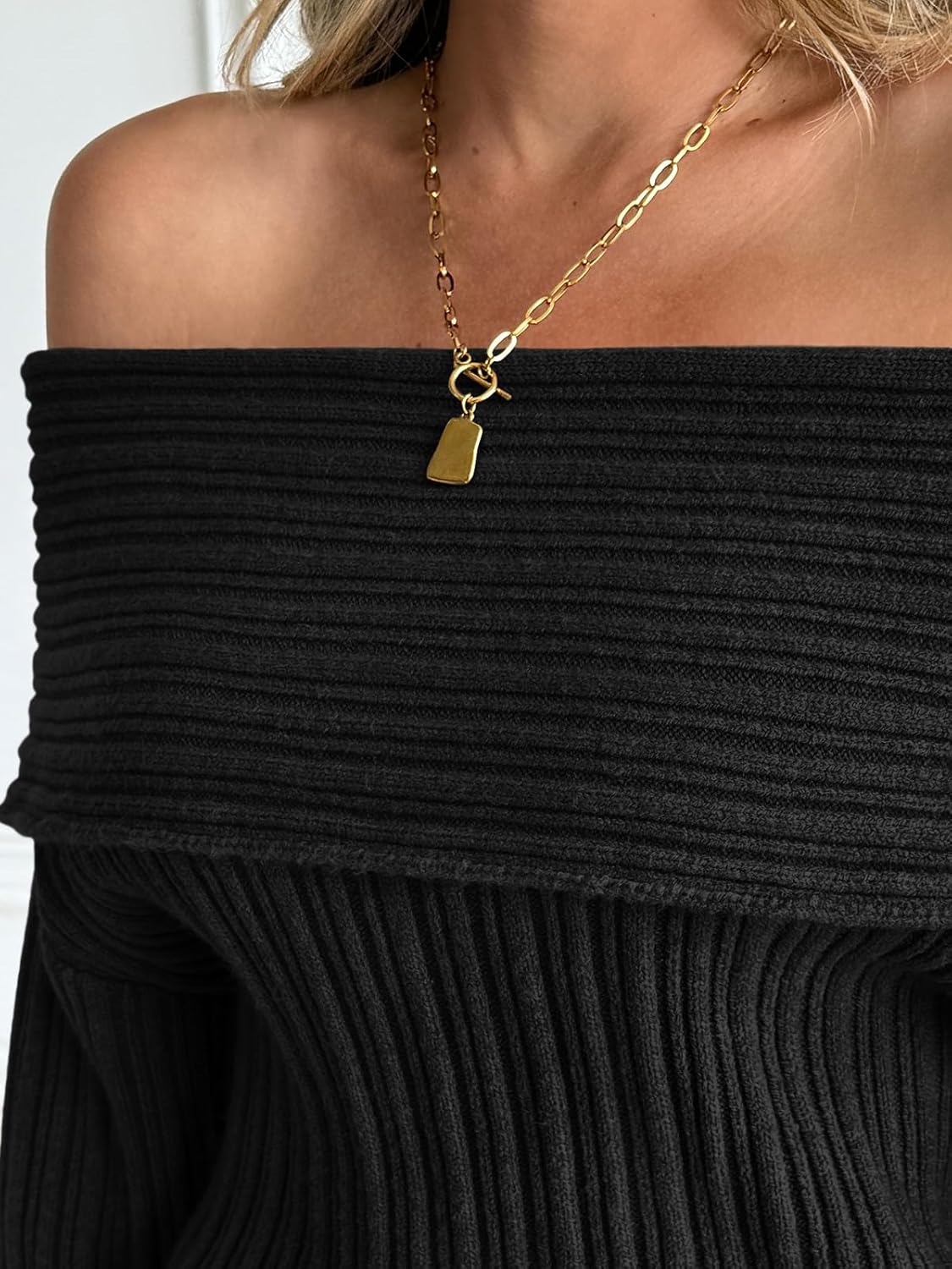 LILLUSORY Womens Off the Shoulder Sweater Dress Knit Two Piece Maxi Skirt Sets - Image 6