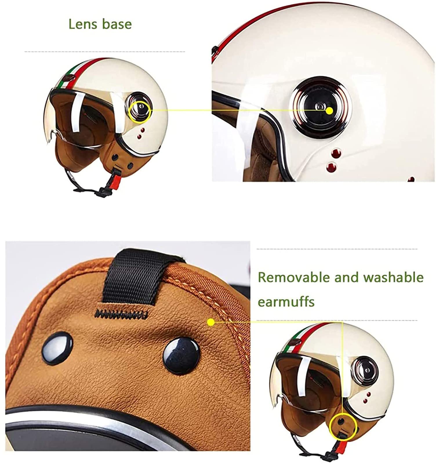 Moto Electrica Adulto Casco Moto Retro Sebasty ECE Homologado