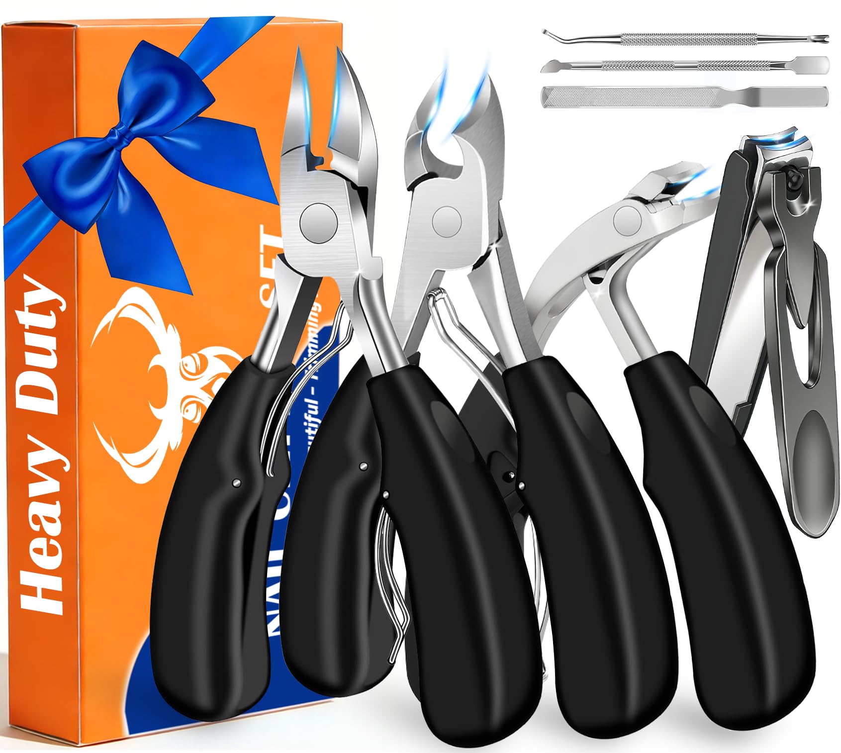 7-in-1 Heavy Duty Toenail Clippers for Seniors with Thick Nails - Professional Podiatrist Grade Kit for Ingrown Toenail