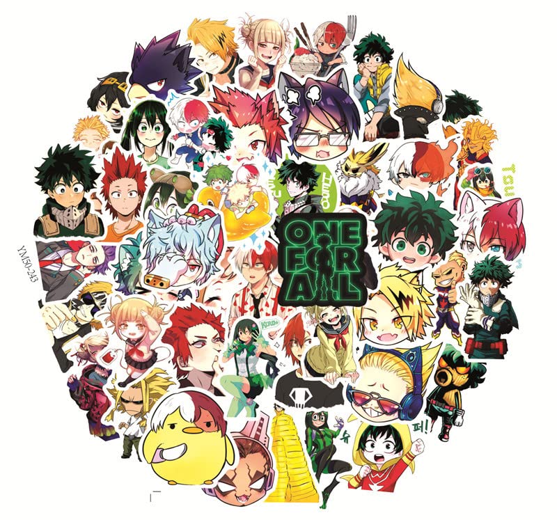 My Hero Academia Autocollants 50 pièces étanche pour valise skateboard ordinateur portable