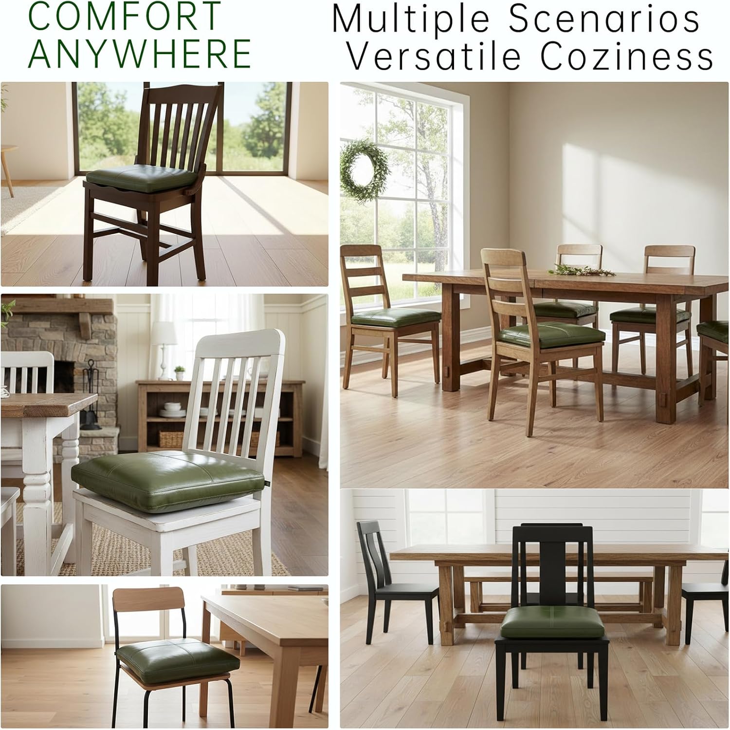 CORRIDOR SquareGenuine Leather Seat Cushion - Perfect for Restaurant Chair or Bench Leather - Easy Care Non-Slip Seat Cushion - Hand Made - Soft Feathers Fill (18" x 18" x 2")