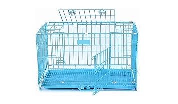 PET DREAMS Dog Cage 30inches with Removable Tray and Washable Tray and Double-Door Blue Dog cage