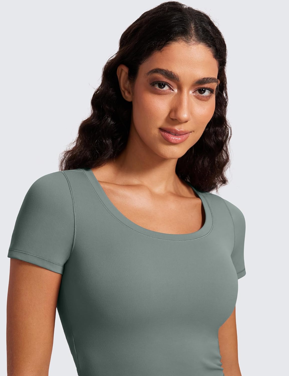 CRZ YOGA Butterluxe Short Sleeve Shirts for Women Scoop Neck Casual Crop Tops Workout Yoga Basic Slim Fit T-Shirts - Image 4