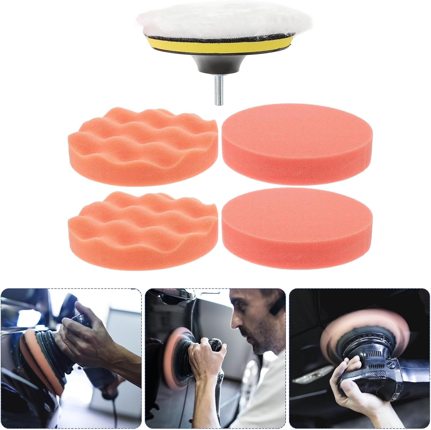 7pcs 125mm Polishing Pads Sponge Cushion Set for Polishing Machine Accessories Car Body Buffing and Waxing Automotive Repair