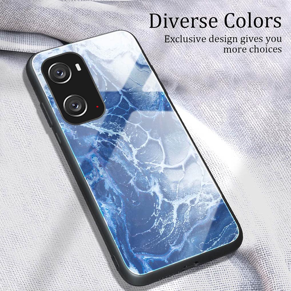 MAOGE Cover Per Oppo A96 / A76 / A36 In Vetro Marmorizzato - Custodia TPU Antiurto Con Retro Rigido Rainbow
