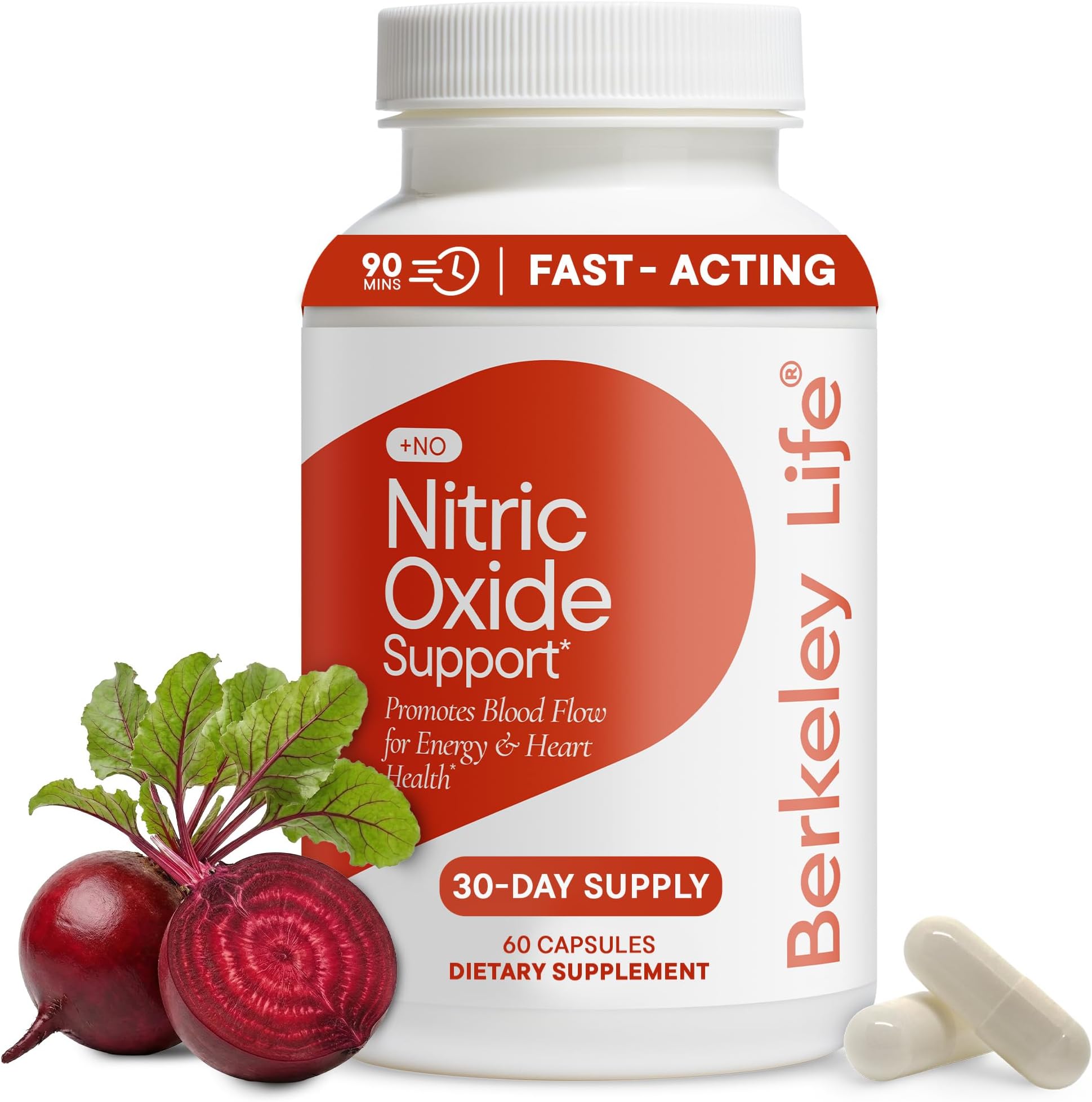 Nitric Oxide Support Supplement - Nitric Oxide Booster for Men & Women - Blood Flow & Circulation with Beet Root Powder to Support Energy, Heart Health & Healthy Blood Pressure- 60 Count