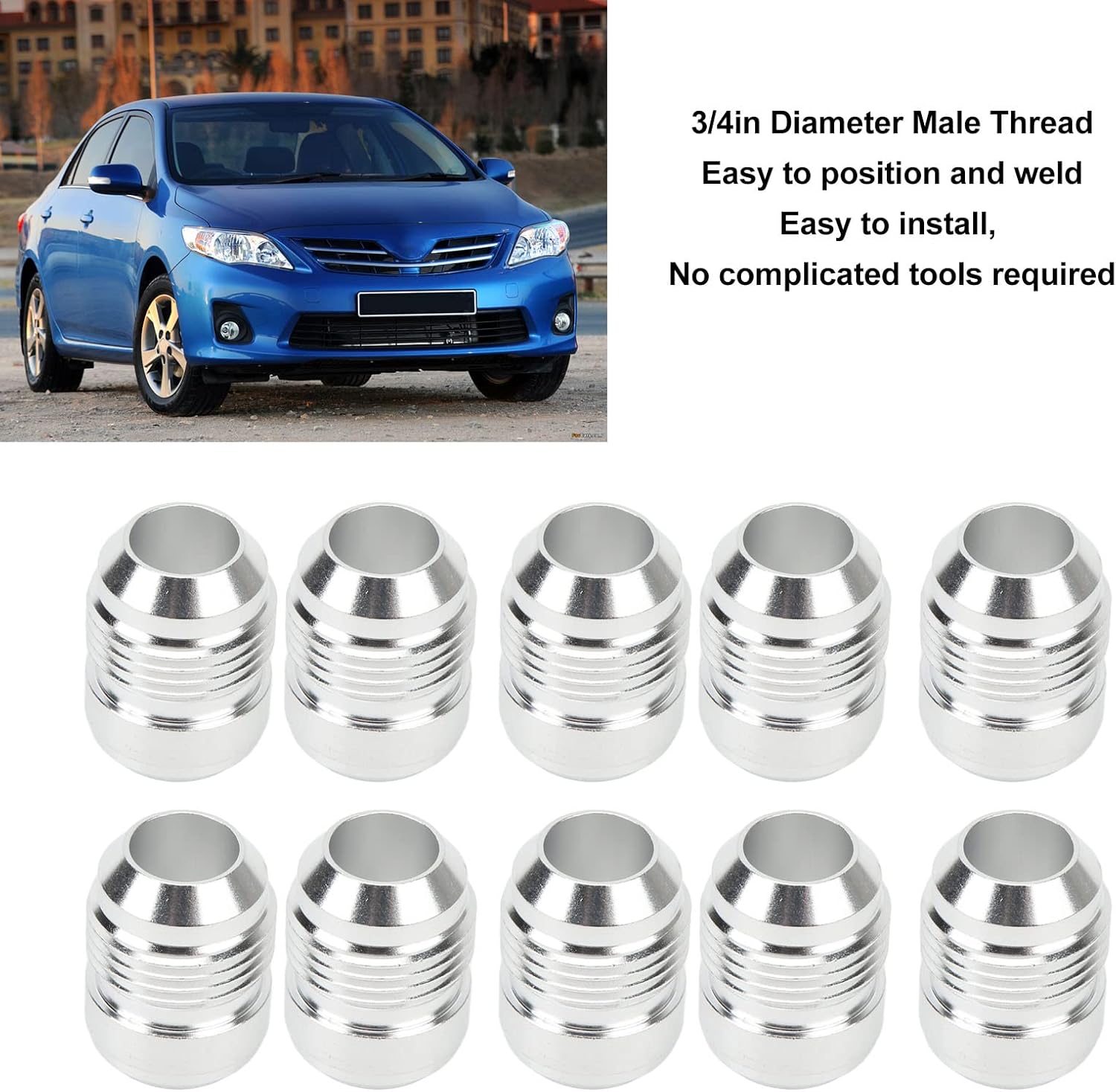 Compatibility with 10 Pcs 10AN Weld On Bung Male Hose End Nipple, Car Auto on Fitting, Weldable Fuel Oils, with 3/4 Inch Diameter Thread, for Automative