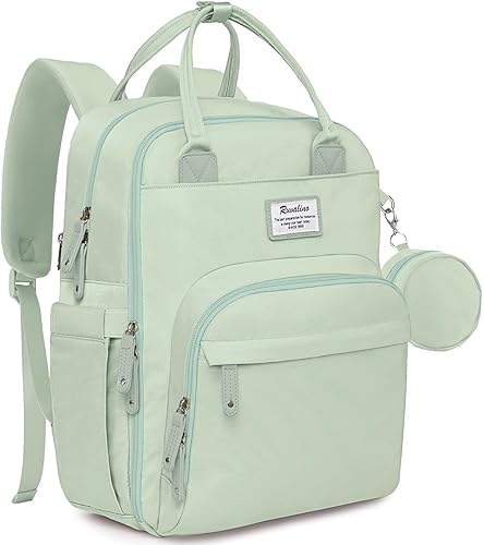 RUVALINO Mochila para pañales, paquete de viaje multifunción para maternidad y bebé, gran capacidad, impermeable, verde menta
