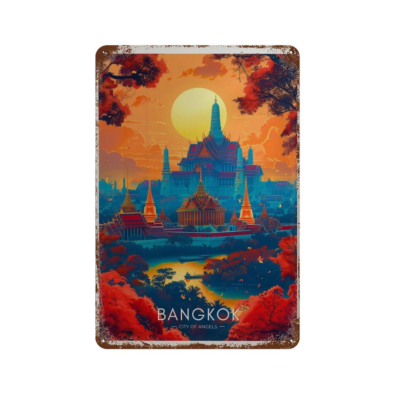 xiaoxiaoshen Bangkok Travel Thailand Wall Decor Art Metal Tin Poster Modern Home Decor Art Home Bar Shop Decorations Vintage Sign 30x20cm