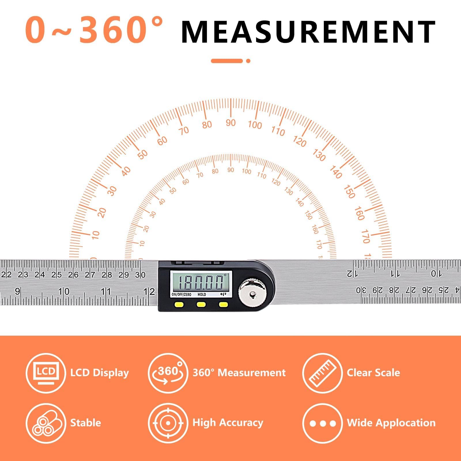 Digital Angle Ruler - 300mm Protractor Finder -3