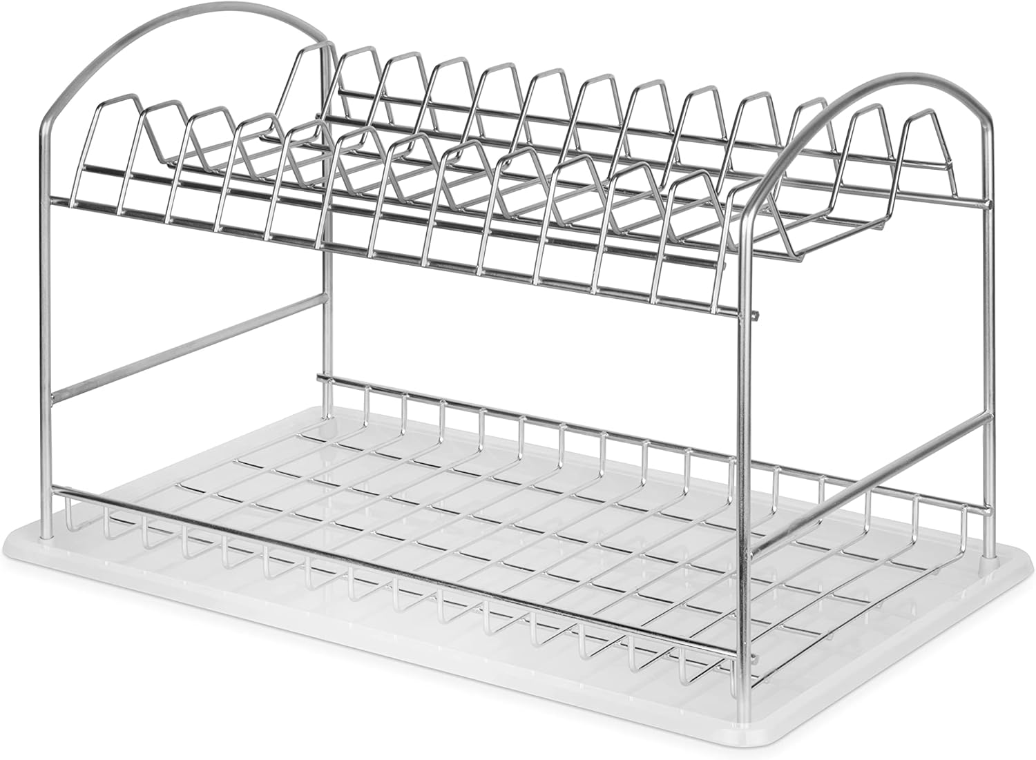 Emuca - Dish Drainer, Dish Rack 2 Tier, Chrome Plated, Steel